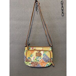 Fossil Patchwork Crossbody Bag With Adjustable Strap & Multiple Pockets